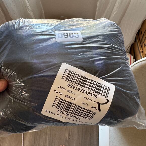 Madewell Ribbed Cashmere-Wool Blend Pullover Sweater Sz M Cobalt Stripe Mockneck - Picture 7 of 7